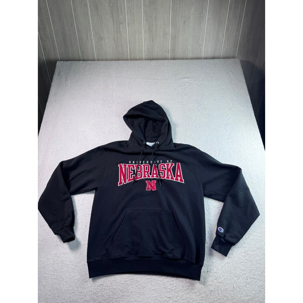 Champion University of Nebraska Cornhuskers Hoodie Sweatshirt Men's M Black NCAA
